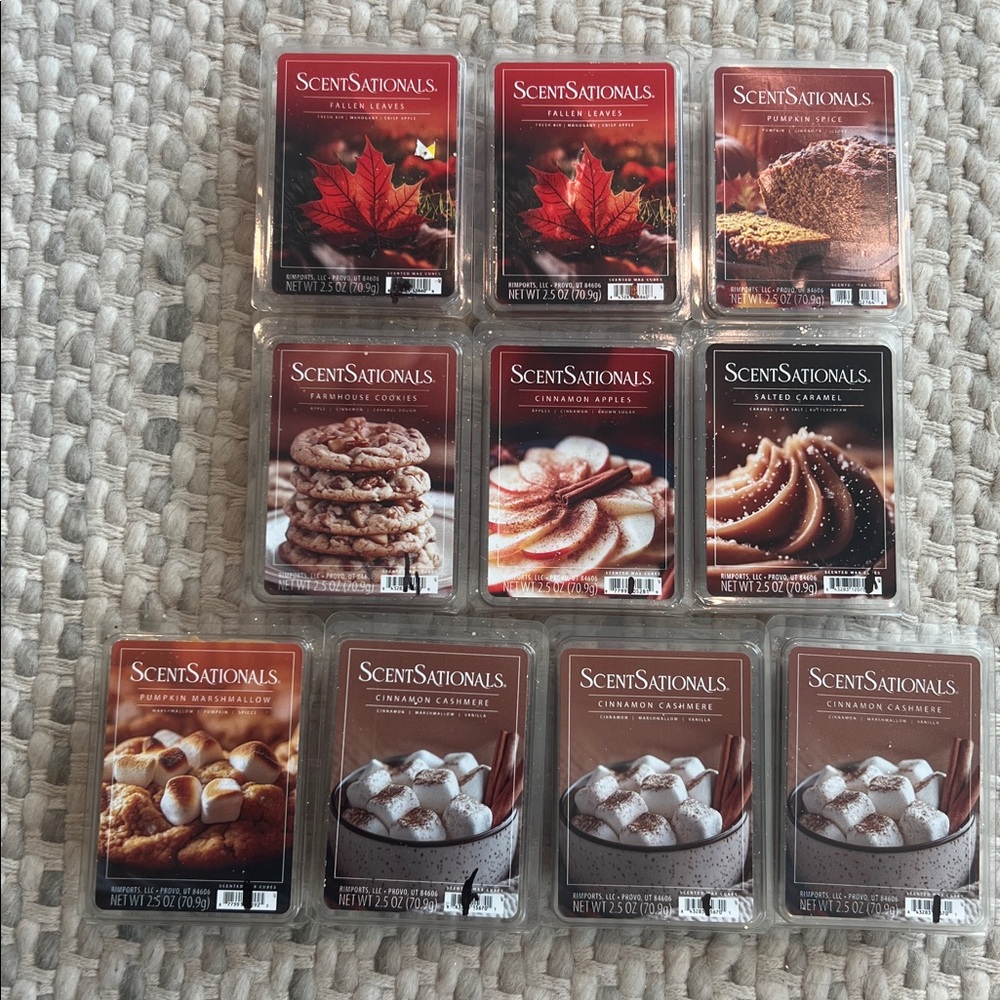 10 New Scentsationals fall wax cubes cinnamon pumpkin cookies fallen leaves